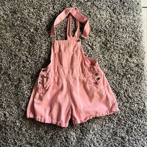 Women pink shorts overalls, size medium